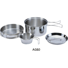 Stainless Steel Camping Pot With Fry Pan
